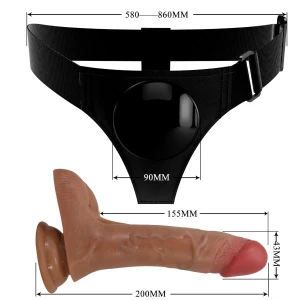 PRETTY LOVE - UNIWERSALNE SZELKI Z WIBRACYJNYM I STRZASKUJÄCYM DILDO 15,5 CM MULATO